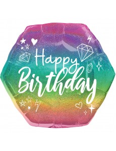 Balão Hexagonal Happy Birthday